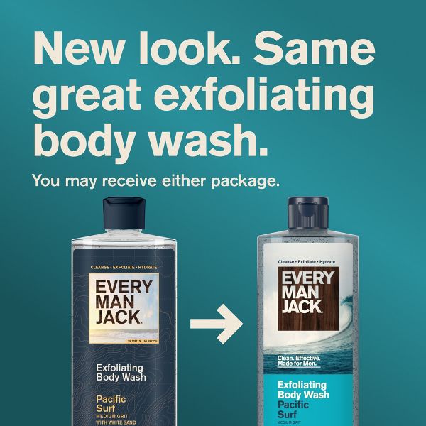 Every Man Jack Naturally Derived Men's Medium Grit with Natural Sand Exfoliating Body Wash - Pacific Surf - 14 fl oz
