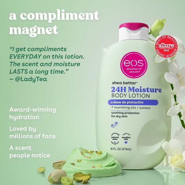 eos Shea Better 24H Moisture Body Lotion - Crème de Pistachio - 16 fl oz