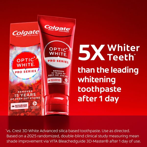 Colgate Optic White Pro Series Express White Teeth Whitening Toothpaste with 5% Hydrogen Peroxide - 3oz/2pk