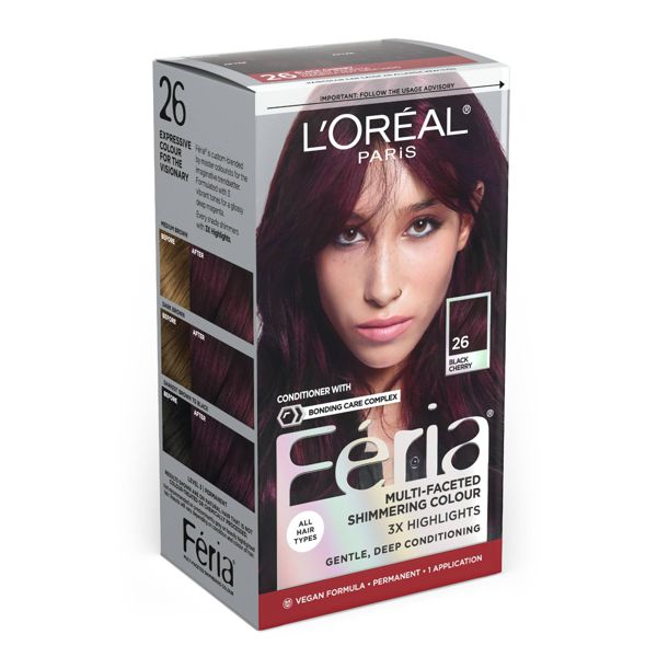 L'Oreal Paris Feria High Intensity Shimmering Color Power Red - R48 Intense Deep Auburn - 1 Kit