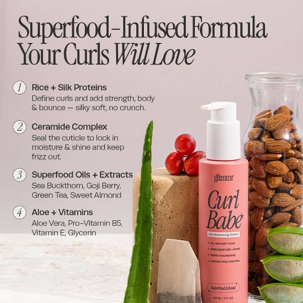 Glimmr Curl Babe Superfood Ceramide Curl Cream - 5 fl oz: Curl-Defining, Anti-Frizz, Lightweight
