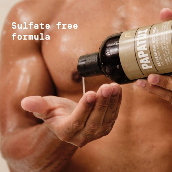 Papatui Men's Sulfate-Free Exfoliating and Hydrating Body Wash - Sandalwood Suede - 18 fl oz