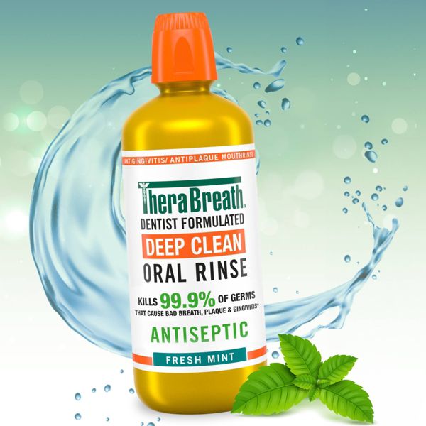 TheraBreath Deep Clean Mouthwash - Fresh Mint - 33.8 fl oz