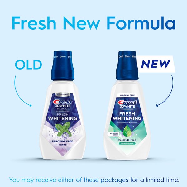 Crest 3D White Brilliance Alcohol Free Whitening Mouthwash, Clean Mint - 33.8 fl oz
