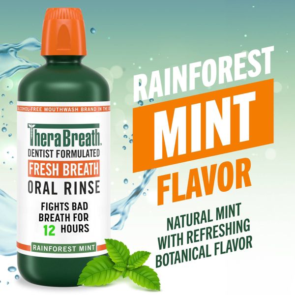TheraBreath Fresh Breath Mouthwash Alcohol-Free - Rainforest Mint - 16 fl oz