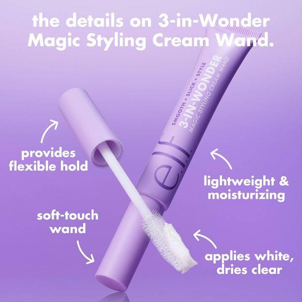 e.l.f. Hair 3-in-Wonder Magic Styling Cream Wand - Smooth Frizz + Slick Flyaways - 0.67 fl oz
