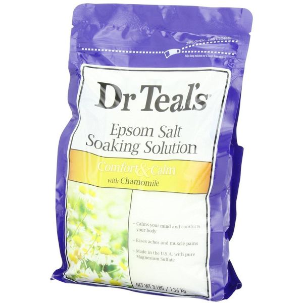Dr Teals Epsom Salt Soaking Solution Comfort and Calm Chamomile for Relaxation and Bath Use, 34 oz
