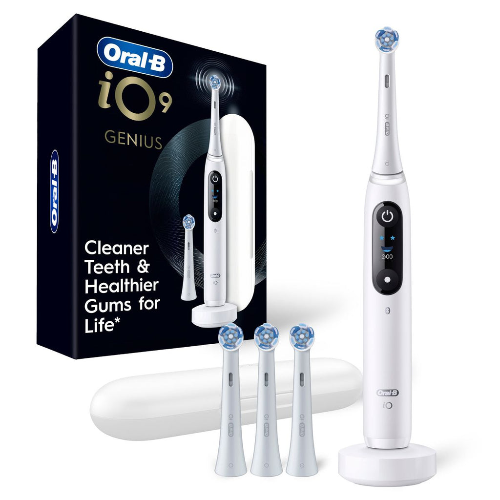 Oral-B iO Series 9 Electric Toothbrush with 4 Brush Heads and Travel Case - Alabaster White