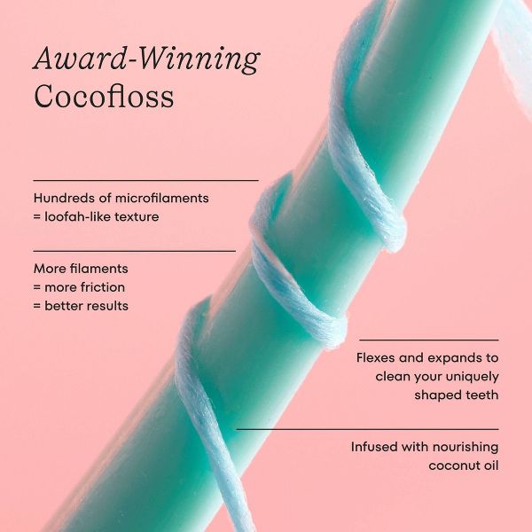 Cocolab Ready, Set, Floss! Kids' Reusable Flosser Set with Cocofloss Woven Expanding Dental Floss in Confetti Cake