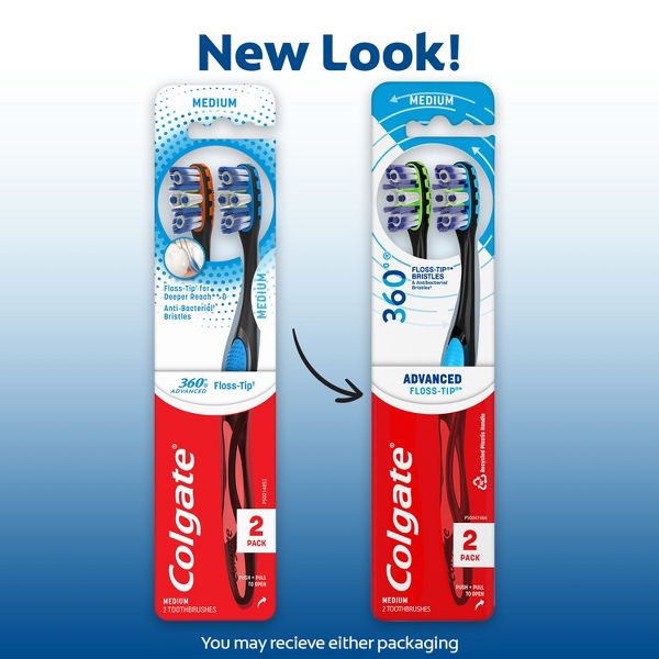 Colgate 360 Advanced Floss-Tip Manual Toothbrush – Medium - 1ct
