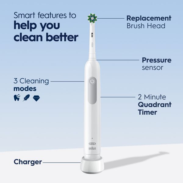 Oral-B Pro 1000 Power Rechargeable Battery Electric Toothbrush with Multiple Brush Modes - Black