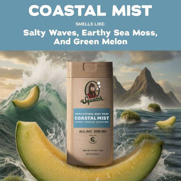 DR. SQUATCH Men's Non-Exfoliating Body Wash Coastal Mist - 14oz