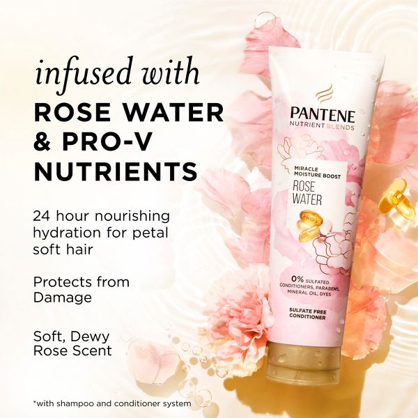 Pantene Sulfate Free Rose Water Shampoo and Conditioner Dual Pack, Nutrient Blends - 17.6 fl oz