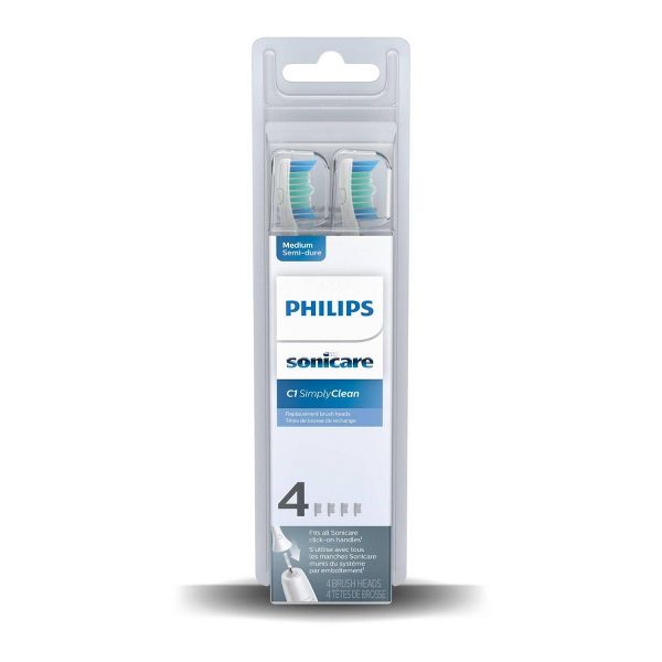 Philips Sonicare C1 SimplyClean Replacement Electric Toothbrush Head - HX6014/65 - White - 4pk