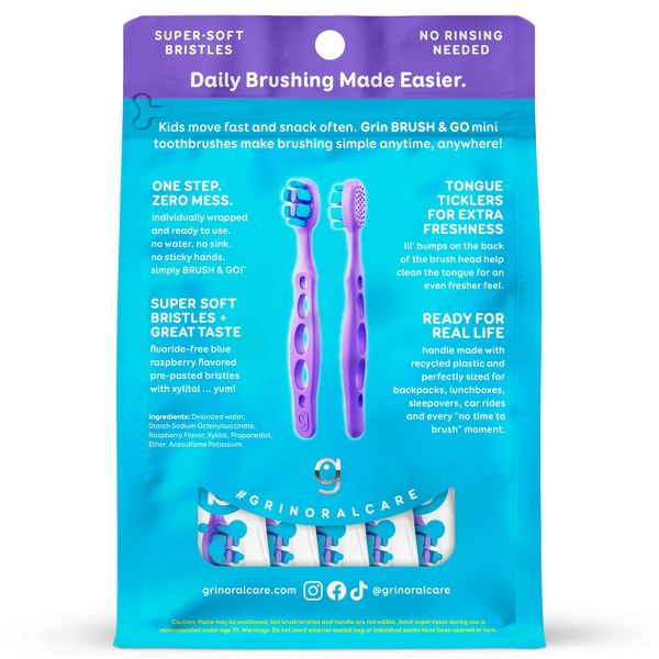 Grin Oral Care Brush & Go - Razzle Dazzle - 30ct