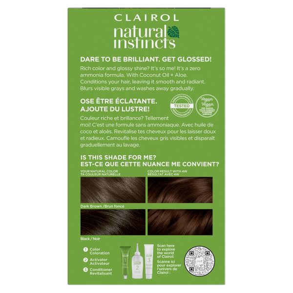 Instincts Clairol Demi Permanent Hair Color Dye Kit Brass Free - 5C Medium Brown, Peppercorn: Ammonia-Free, Contains Vitamin E, Vegan
