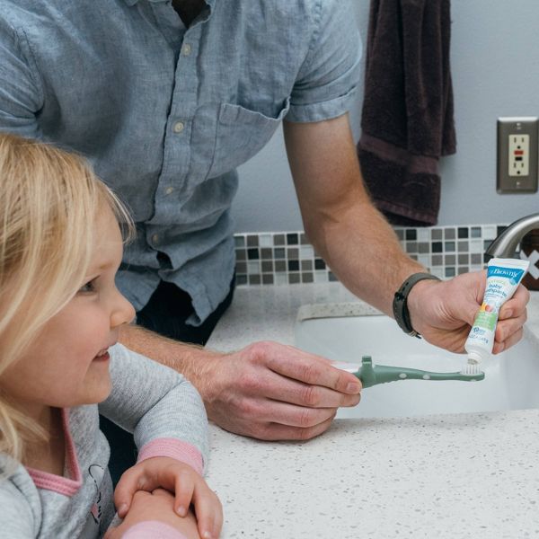 Dr. Brown's Toddler Toothbrush with Soft Bristles - Green & Orange Dinosaur - 2-Pack - 1-4 years - Soft