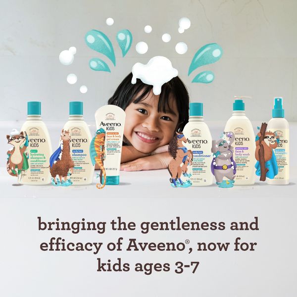 Aveeno Kids Sensitive Skin Face & Body Gel Cream, Clinically Proven 24 Hour Hydration, Lightweight - 8oz
