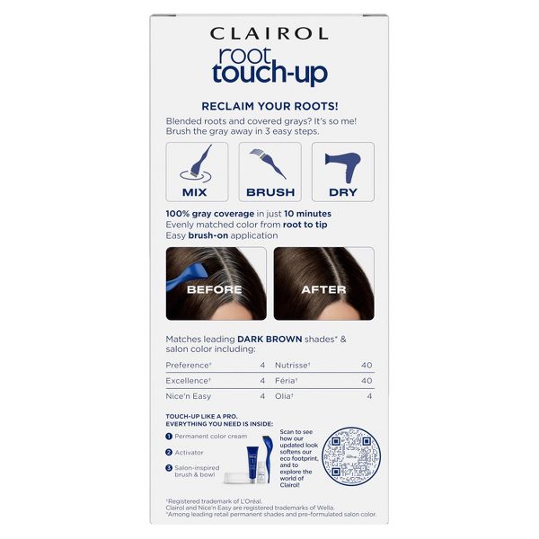 Clairol Root Touch-Up Permanent Hair Color - 4 Dark Brown Hair Dye Kit