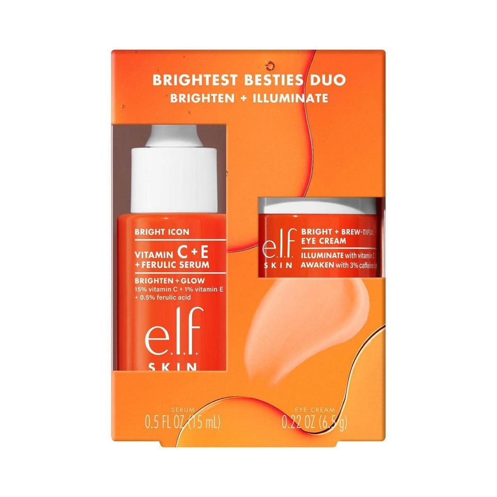 e.l.f. SKIN Brightest Besties Duo - Vitamin C + E + Ferulic Serum & Bright + Brew-tiful Eye Cream Mini Set - 2pc