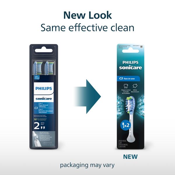 Philips Sonicare C3 Premium 2-in-1 Plaque & Whiten Replacement Electric Toothbrush Head - HX9042/65 - White - 2pk