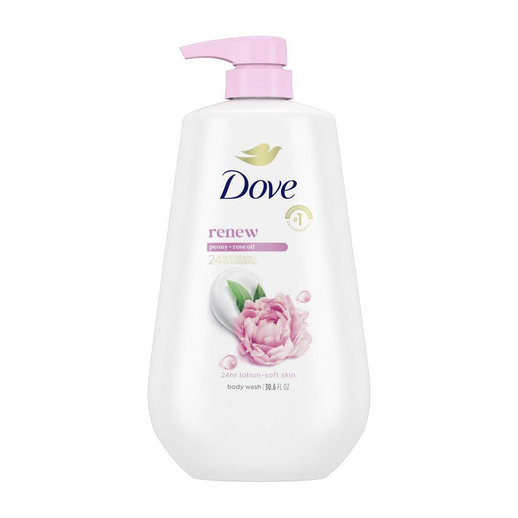 Dove Renew Body Wash Pump Peony & Rose Oil Nourishing 24hr Lotion-Soft Skin - 30.6 fl oz