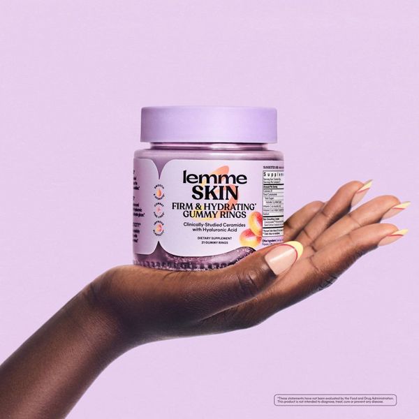 Lemme Skin Firming and Hydrating Gummy Rings - Clinically-Studied Ceramides with Hyaluronic Acid - Peach Flavored - 21ct