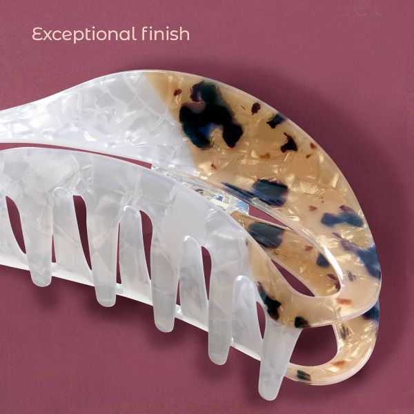 scünci | lüxe Mixed Acrylic Open Cut Claw Clip - Pearly Ivory & Tort