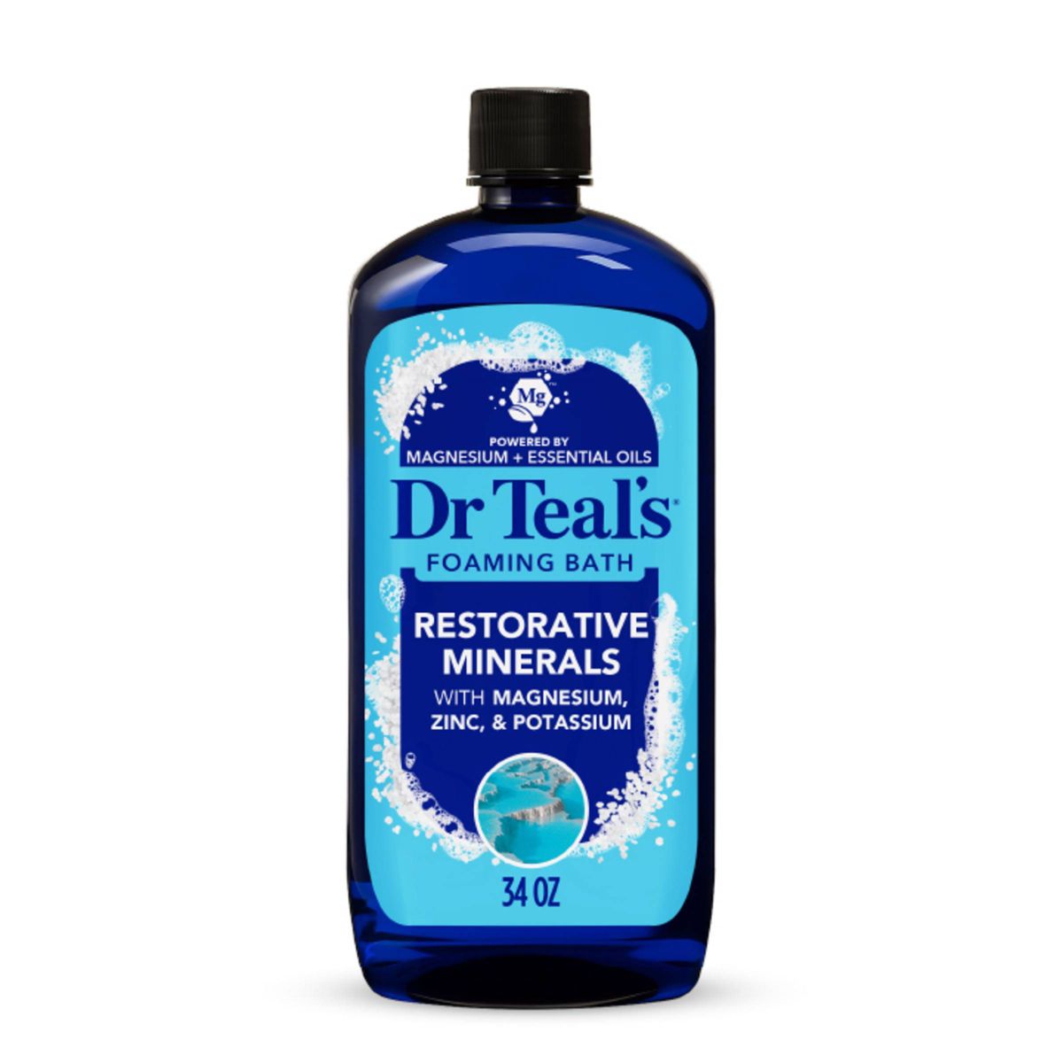 Dr Teal's Foaming Bath with Pure Epsom Salt, Restorative Minerals with Magnesium, Potassium & Zinc - 34 fl oz