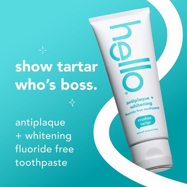 hello Antiplaque and Whitening Fluoride Free Toothpaste - Natural Peppermint - 5oz