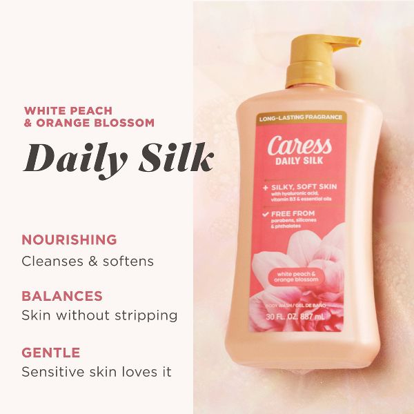 Caress Body Wash for Women Daily Silk White Peach & Orange Blossom - 30 fl oz