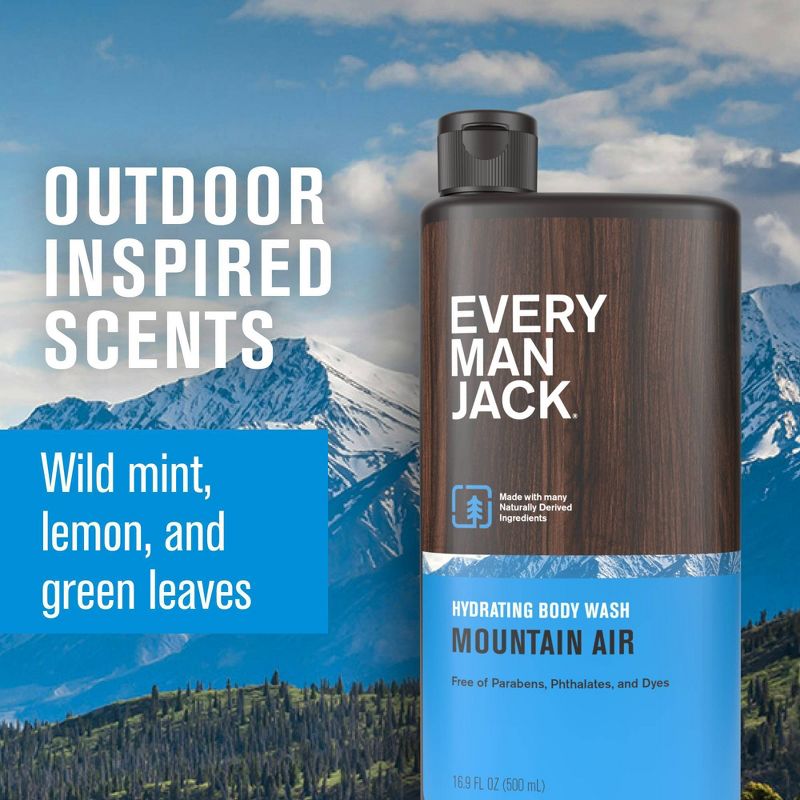Every Man Jack Mountain Air 16.9 fl oz Body Wash + 2 Pack/3oz Each Deodorant