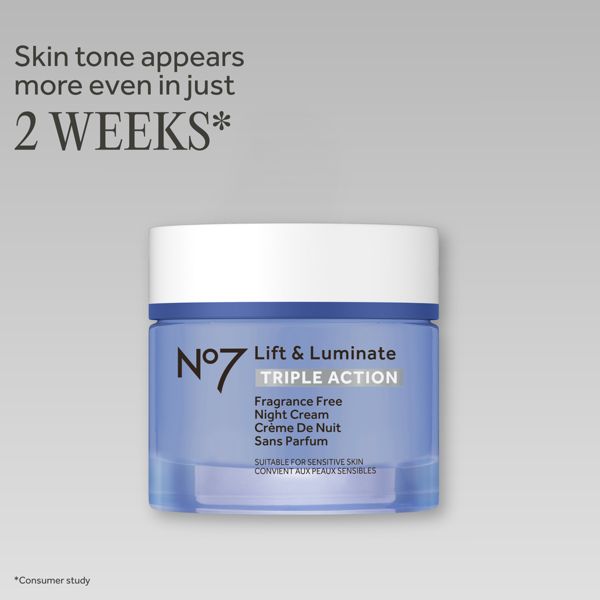 No7 Lift & Luminate Triple Action Fragrance Free Night Cream - 1.69 fl oz