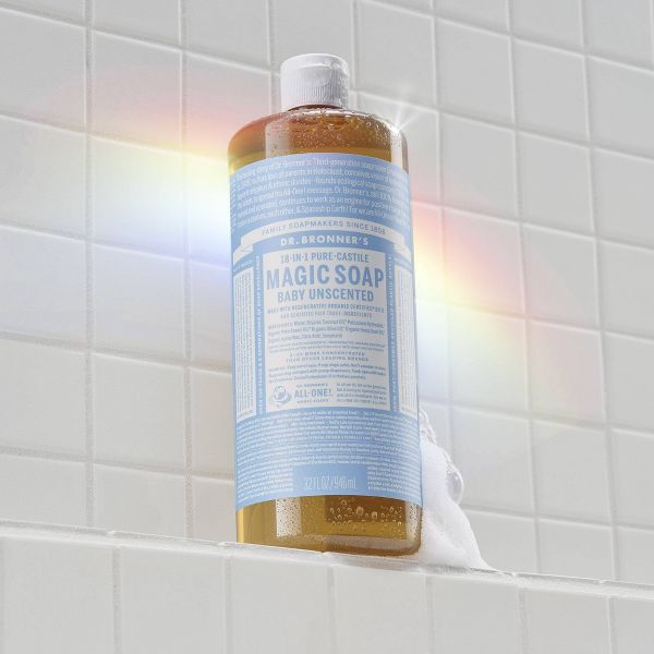 Dr. Bronner's Magic Pure Castile Liquid Soap Bodywash - Baby Unscented - 32 fl oz