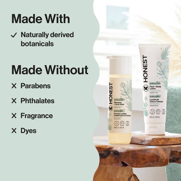 The Honest Company Sensitive Disney Shampoo + Body Wash and Lotion Duo - Fragrance Free - 18.5 fl oz