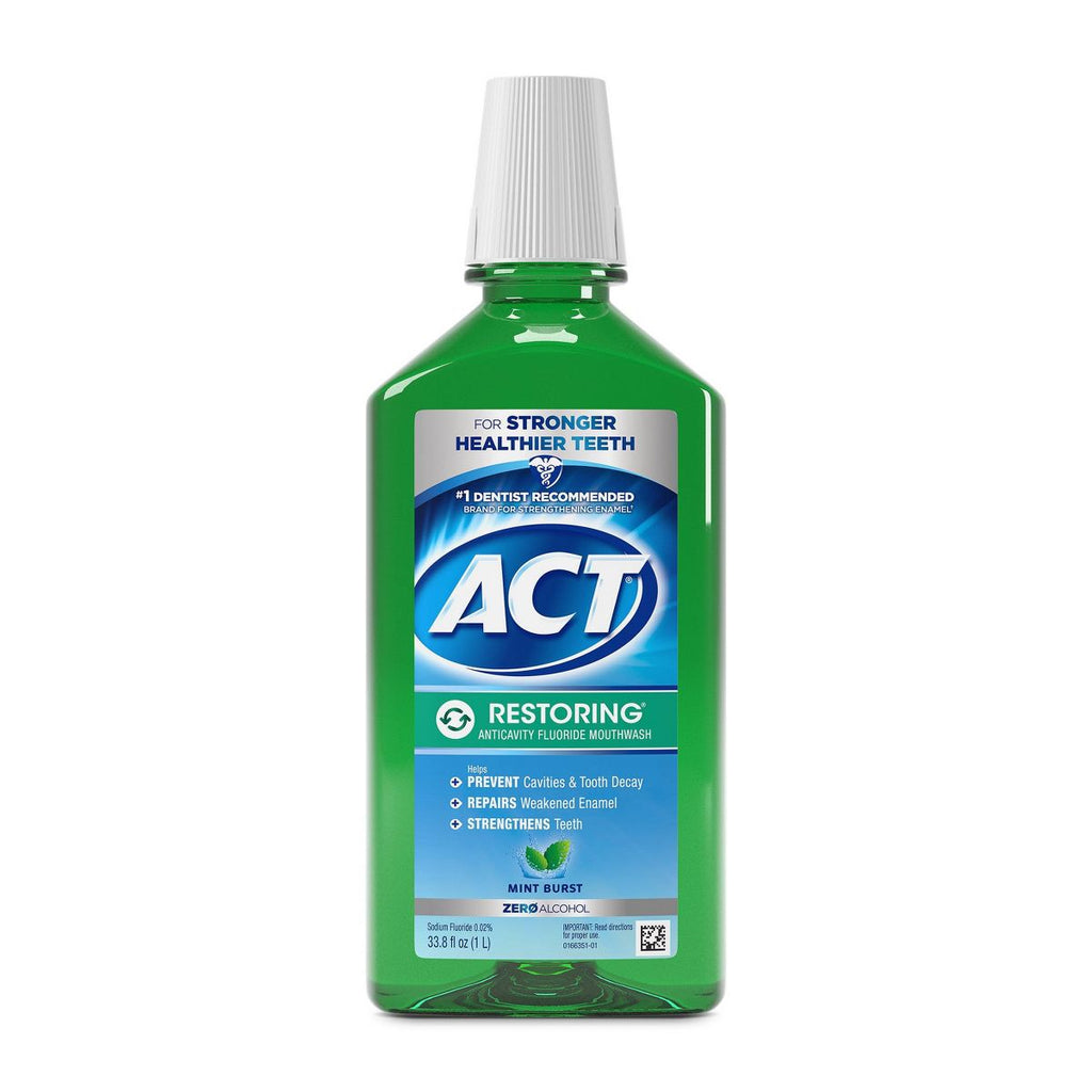 ACT Mint Burst Restoring Fluoride Rinse Mouthwash - 33.8 fl oz