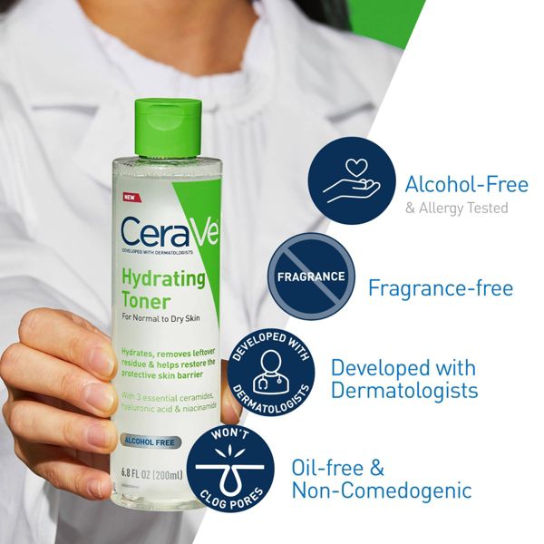 CeraVe Hydrating Toner for Face, Alcohol Free Facial Toner for Normal to Dry Skin - 6.8 fl oz