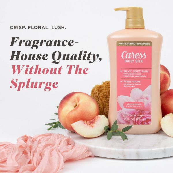 Caress Body Wash for Women Daily Silk White Peach & Orange Blossom - 30 fl oz