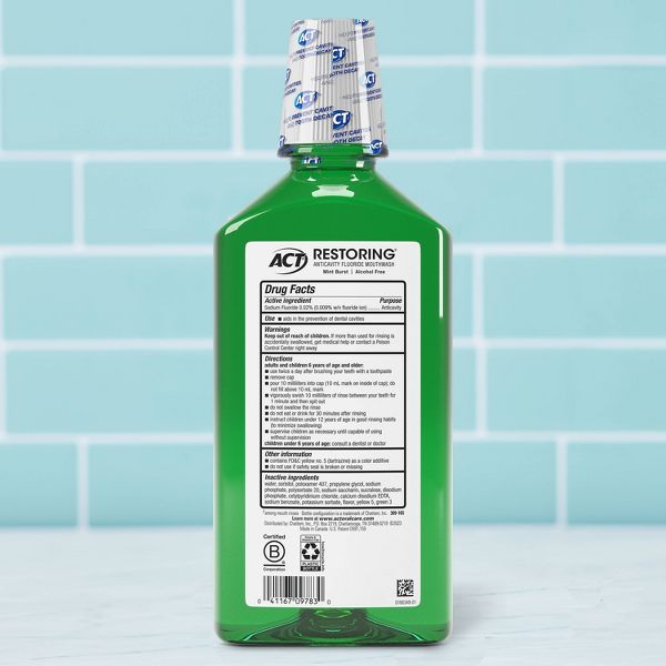 ACT Mint Burst Restoring Fluoride Rinse Mouthwash - 33.8 fl oz