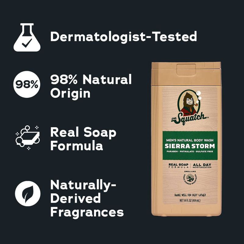DR. SQUATCH Men's Natural Rapids Non-Exfoliating Body Wash - Sierra Storm - 14 fl oz