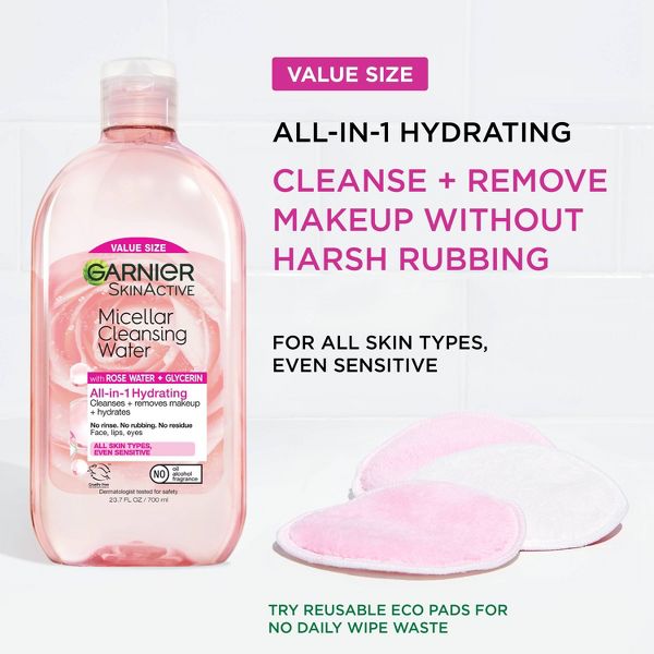 Garnier Micellar Water with Rose Water and Glycerin Hydrating Makeup Remover - 13.5 fl oz