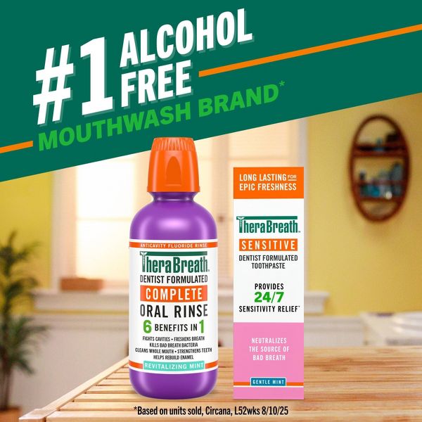 TheraBreath 4oz Sensitive Toothpaste + 16 fl oz Complete Mouthwash