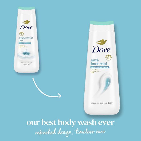 Dove Body Wash Antibacterial Care, Effectively Cleanses & Eliminates 99% of Bacteria - 20 fl oz