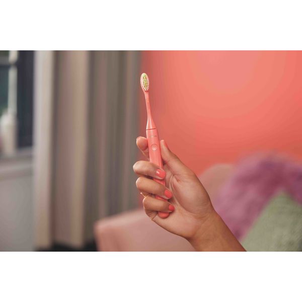 Philips One by Sonicare Battery Electric Toothbrush Model HY1100/01 with Travel Case and Brush Head - Coral