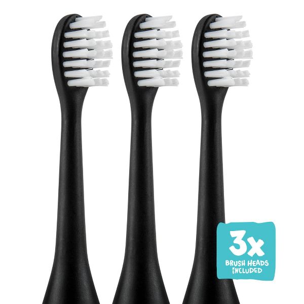 Made by Dentists Sonic Good Vibes Only Tween Rechargeable Electric Toothbrush with Timer Multiple Brush Modes and 3 Brush Heads - Black