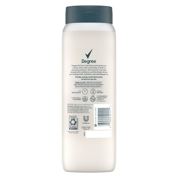 Degree All Day Fresh Body Wash - Coconut - 20 fl oz