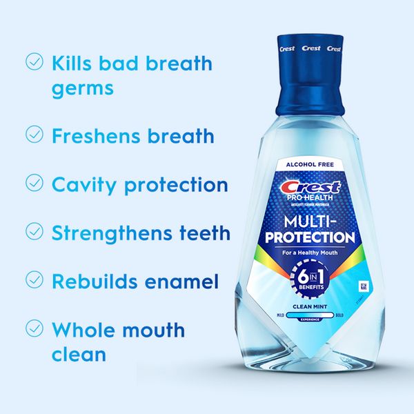 Crest Pro-Health Advanced Multi-Protection Alcohol Free Mouth Wash - Fresh Mint - 1L/2pk