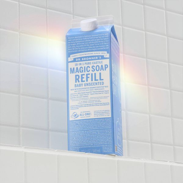 Dr. Bronner's Pure Castile Liquid Soap Bodywash Refill Carton - Unscented - 32 fl oz