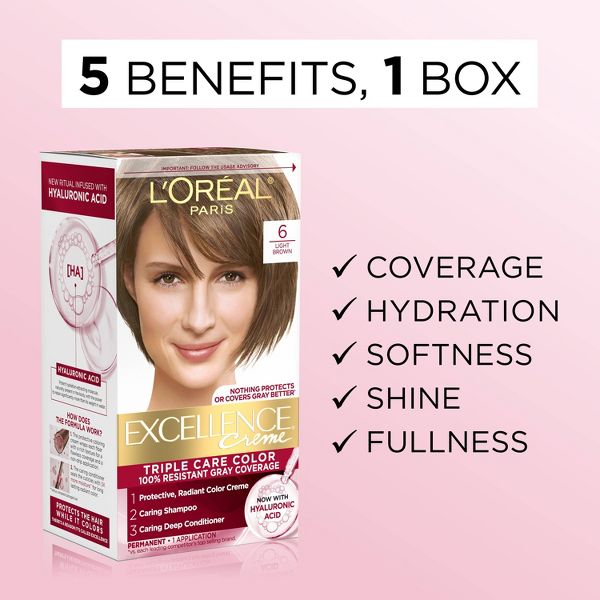 L'Oreal Paris Excellence Creme Triple Protection Color - 6.3 fl oz - 3 Natural Black - 1 kit