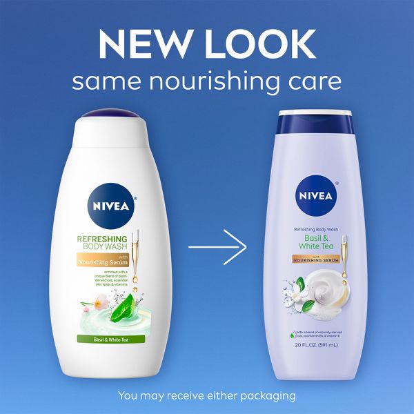 Nivea Basil and White Tea Refreshing Body Wash for Dry Skin - 20 fl oz